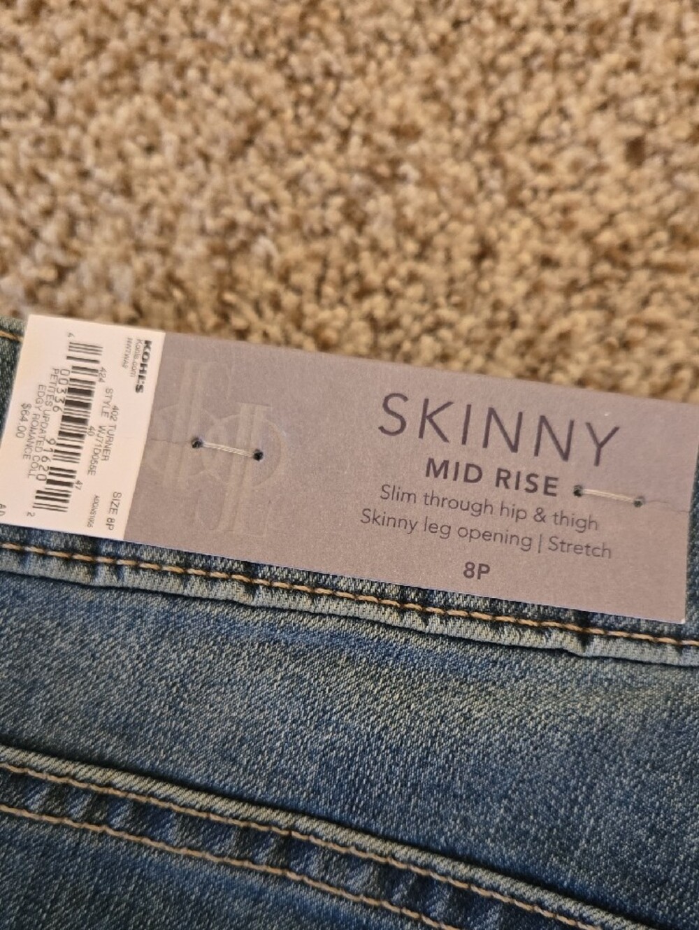 Jennifer Lopez Medium Blue Skinny Jeans with Quad Zip Accents Sz 8p New - Picture 5 of 5